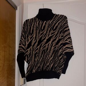 SHEIN Black and Tan Zebra Print Women's Sweater